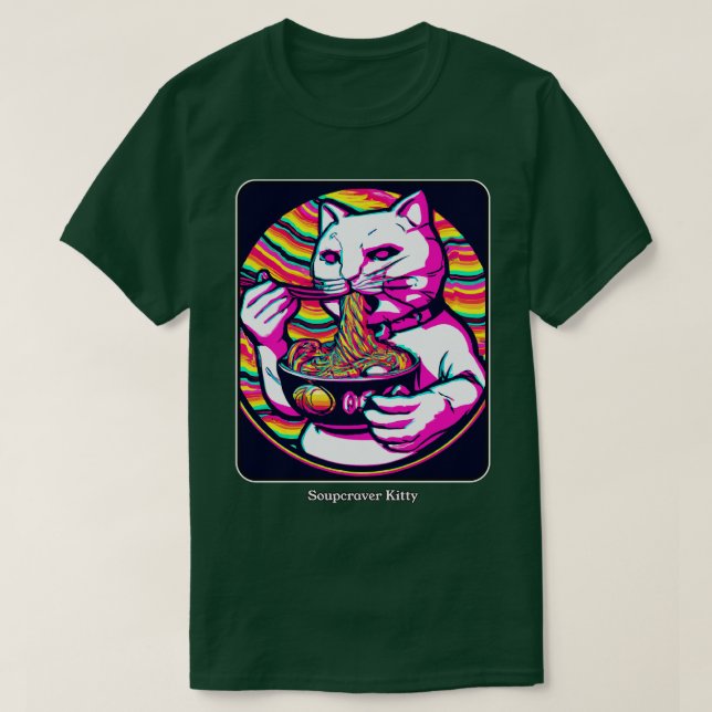 Camiseta El ramen de los gatos de la aspiración de la sopa  (Diseño del anverso)
