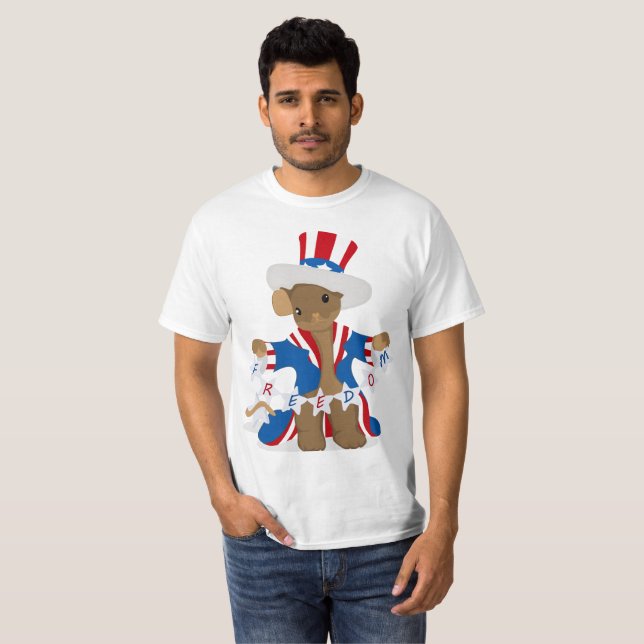 Camiseta El ratón patriótico ama el celebrar de la libertad (Anverso completo)