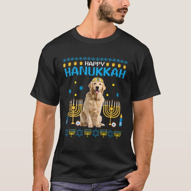 Camiseta El recuperador de oro Chanukah judío Ugly Hanukkah (Anverso)