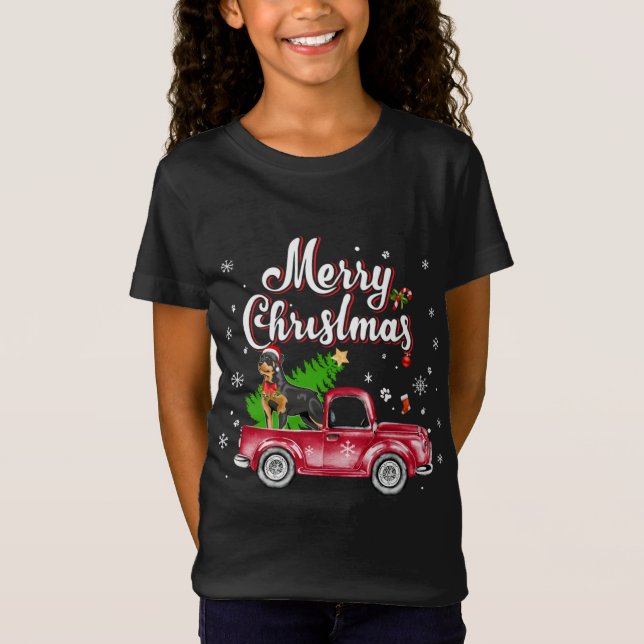 Camiseta El recuperador de Rottweiler viaja con Navidades d (Anverso)
