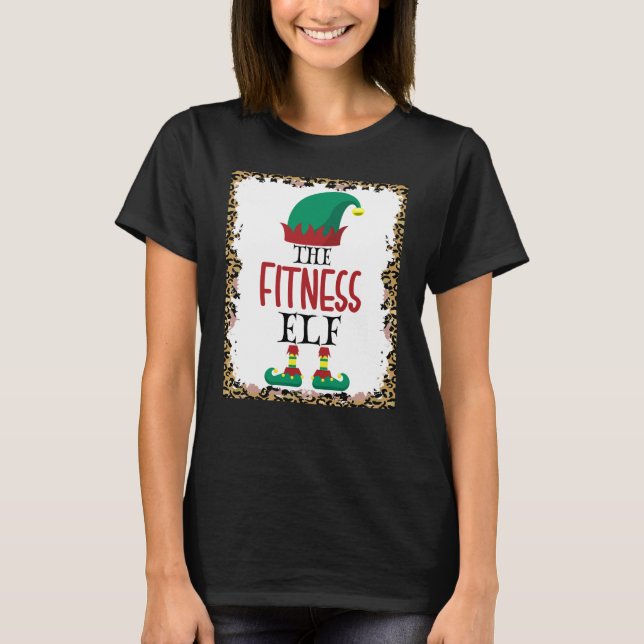 Camiseta El regalo de los Navidades de Fitness Elf Leopard  (Anverso)