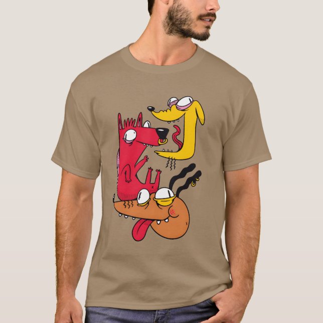 Camiseta El regalo de tres perros locos divertido (Anverso)