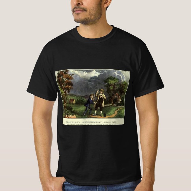 Camiseta El relámpago de Benjamin Franklin con el experimen (Anverso)