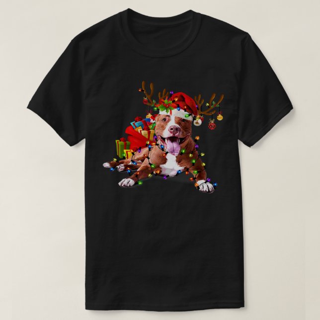 Camiseta El reno de Pitbull Navidades graciosos de Pitbull (Diseño del anverso)