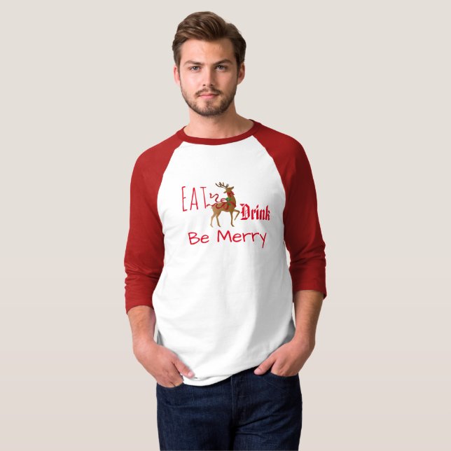 Camiseta El reno del navidad del béisbol de los hombres (Anverso completo)
