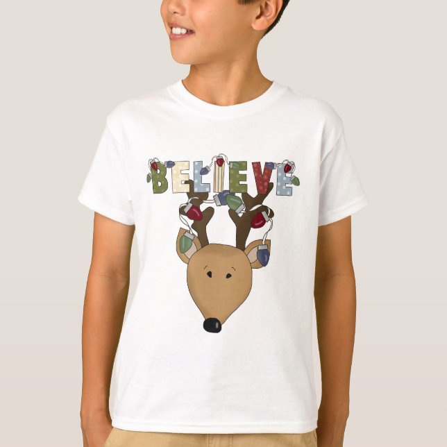 Camiseta El reno lindo del navidad de Brown cree día de (Anverso)
