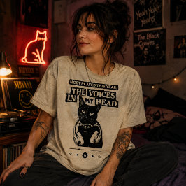 Camiseta El Reproductor de Música Gato Negro Las Voces En M