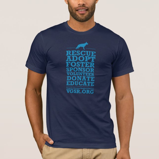 Camiseta El rescate azul de los hombres adopta al pastor (Anverso)