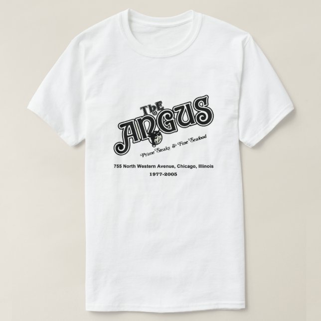 Camiseta El restaurante Angus, Chicago, IL (Diseño del anverso)