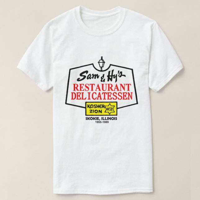 Camiseta El restaurante Deli de Sam & Hy, Skokie, IL (Diseño del anverso)