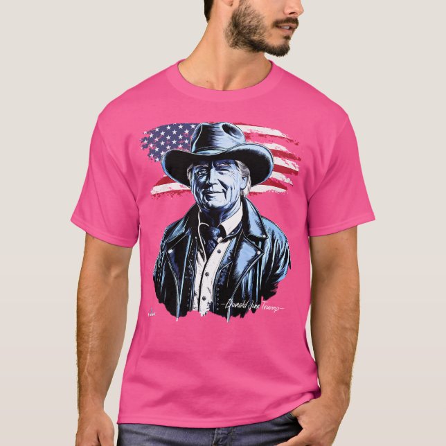 Camiseta El Retrato Del Presidente Donald Trump En Cowboy L (Anverso)