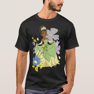 Camiseta El Retrato Floral De Tiana Cute Y La Rana
