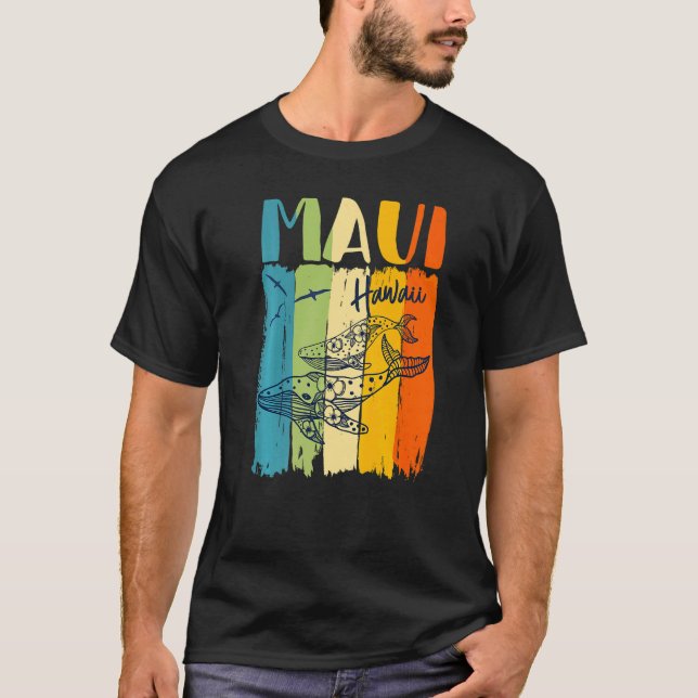 Camiseta El retro ballena Maui Hawaii coincide con el mejor (Anverso)