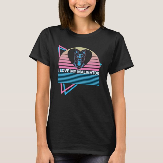 Camiseta El retro belga de Malinois me encanta mi maligator (Anverso)