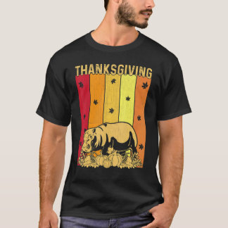 Camiseta El retro de acción de gracias Hippo Familia Pajama