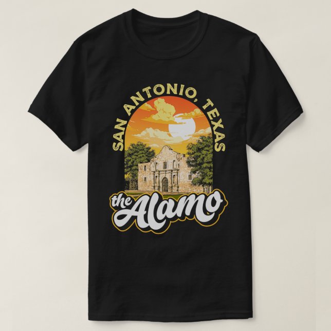 Camiseta El retro de cosecha de la misión Álamo San Antonio (Diseño del anverso)