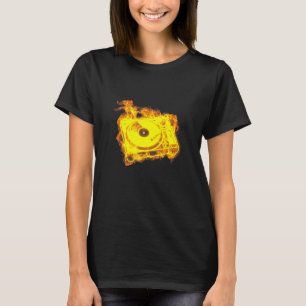 Camiseta El Retro De Fuego Dj Turntable Flama Al Reproducto