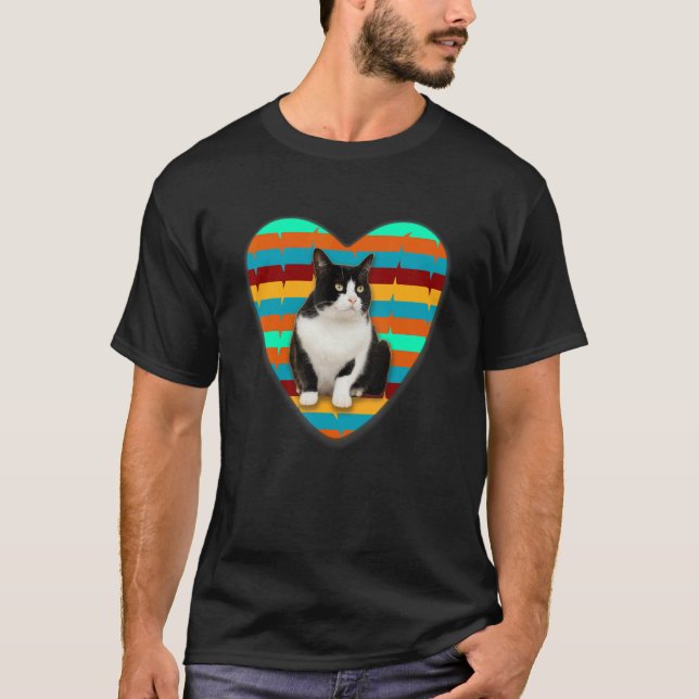 Camiseta El retro del gato de Tuxedo Moms Dads Breeders Due (Anverso)