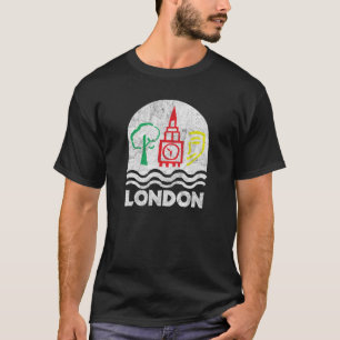Camiseta El retro grande del estilo de la cosecha de Londre