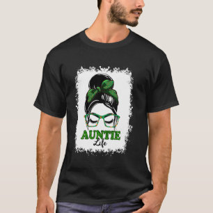 Camiseta El retro irlandés Messy Bun Auntie Life Shamrock P