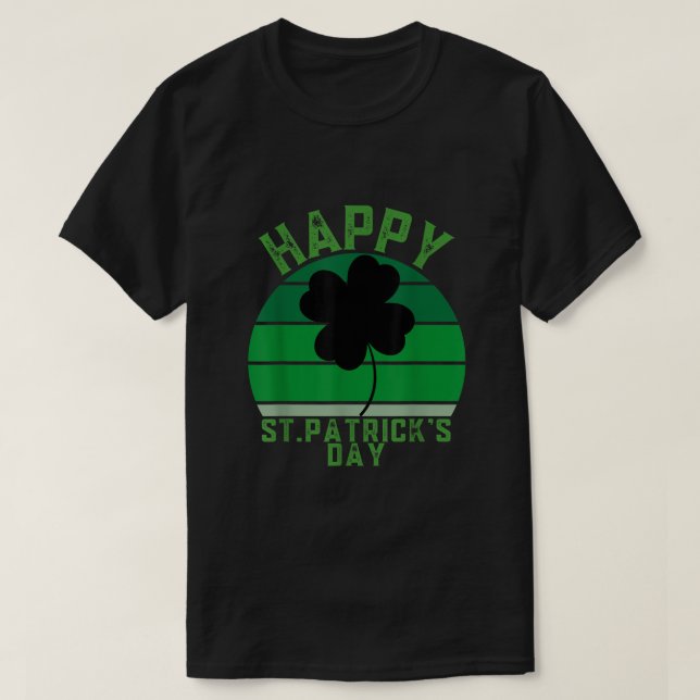 Camiseta El retro irlandés Sunset Shamrock Feliz Día de San (Diseño del anverso)