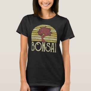 Camiseta El retro japonés de la puesta de sol Bonsai Tree L