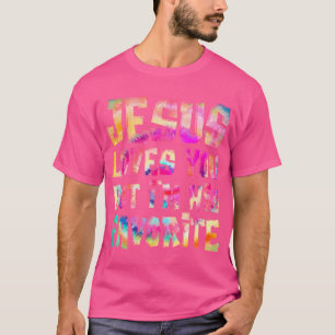Camiseta El Retro Jesús Te Ama Pero Yo Soy Su Tejido Favori
