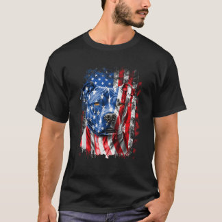 Camiseta El retro Pitbull Perro Bandera Americana Día de la