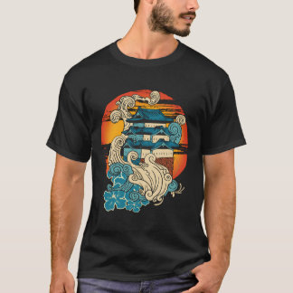 Camiseta El retro y tradicional diseño de arte japonés en l