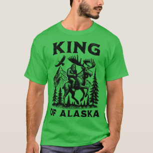 Camiseta El Rey De Alaska Montando Moose Alaskan Retro TShi