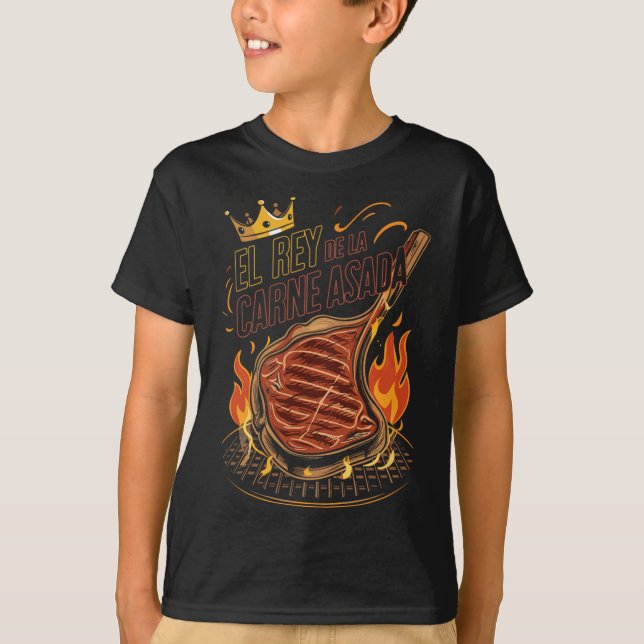 Camiseta El Rey De La Carne Asada Bbq Maestro De Cocina Rey (Anverso)
