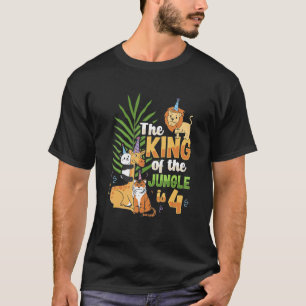 Camiseta El rey de la jungla es el zoológico de 4 cumpleaño