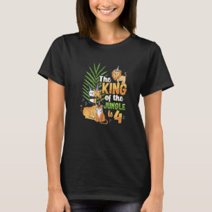 Camiseta El rey de la jungla es el zoológico de 4 cumpleaño