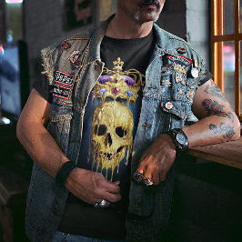 Camiseta El rey de los muertos derritiendo el cráneo dorado