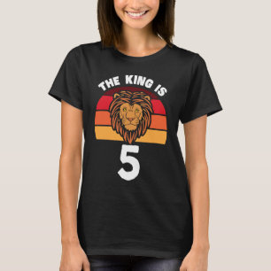 Camiseta El Rey es 5 Animales Tema León 5º cumpleaños