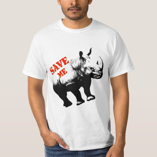 Camiseta El rinoceronte de la silueta del vector me ahorra (Anverso)