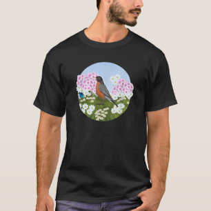Camiseta El Robin americano Summer Flowers Birder Bird Wate