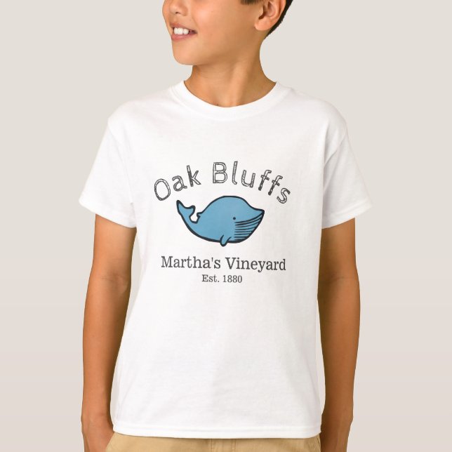 Camiseta El roble fanfarronea, ballena azul del Martha's (Anverso)