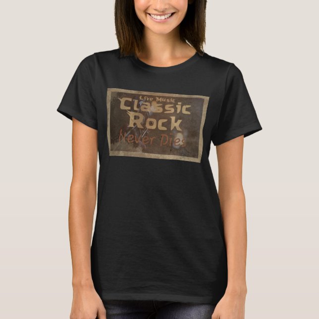 Camiseta El rock clásico nunca muere desgastado y afligido (Anverso)