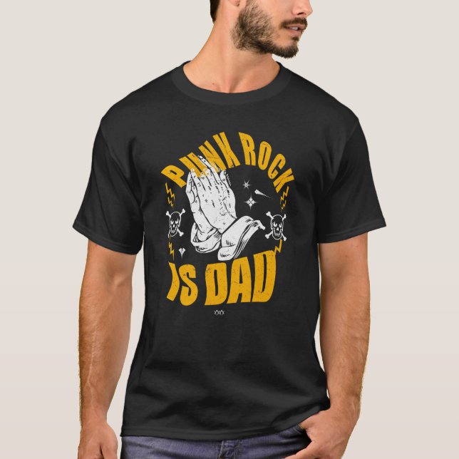 Camiseta El rock del punk es papá | Manos Metalizado retro (Anverso)