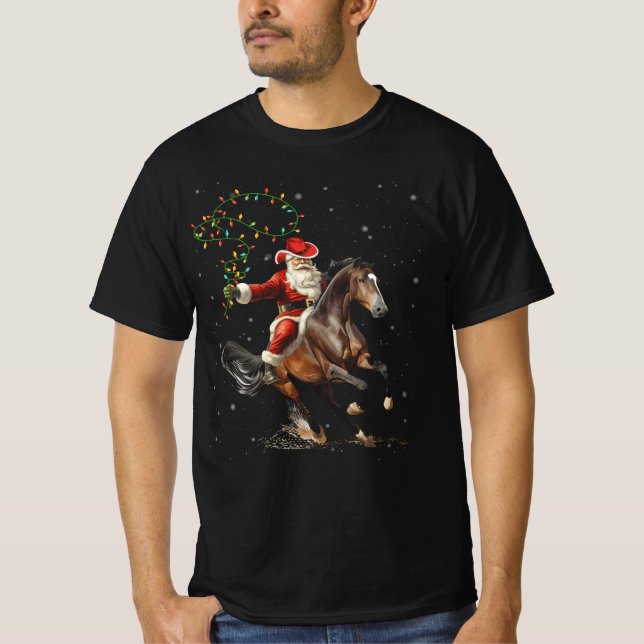 Camiseta El Rodeo Del Vaquero Occidental Santa Montando A C (Anverso)