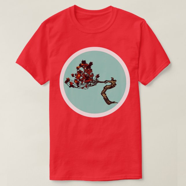 Camiseta El rojo bonsai en el verde (Diseño del anverso)