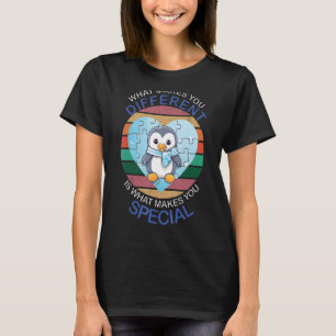 Camiseta El rompecabezas azul del autismo infantil Pingüino