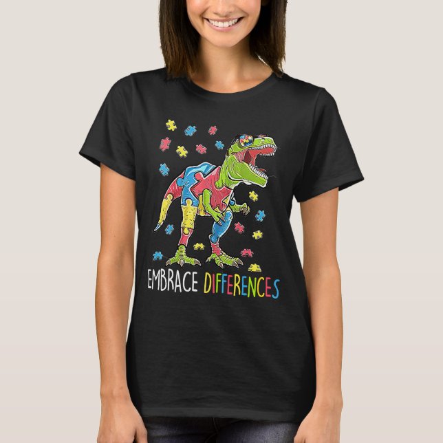 Camiseta El rompecabezas de los dinosaurios Autism Awarenes (Anverso)