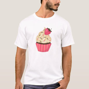 Camiseta El rosa lindo asperja la magdalena de la fresa
