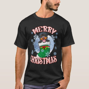 Camiseta El Rottweiler Cute Perro En Un Navidad Reprimiendo