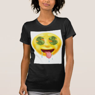Camiseta El Rótulo de dólar observa emoji del Emoticon