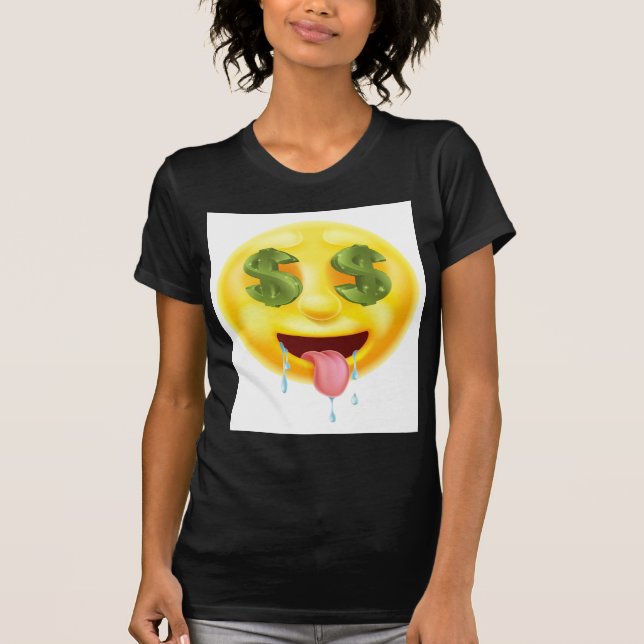Camiseta El Rótulo de dólar observa emoji del Emoticon (Anverso)