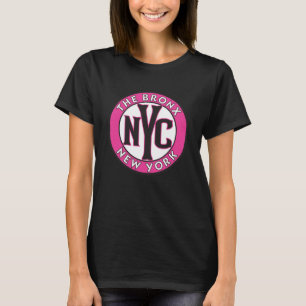 Camiseta El Rótulo del Bronx en Nueva York Magenta y Círcul