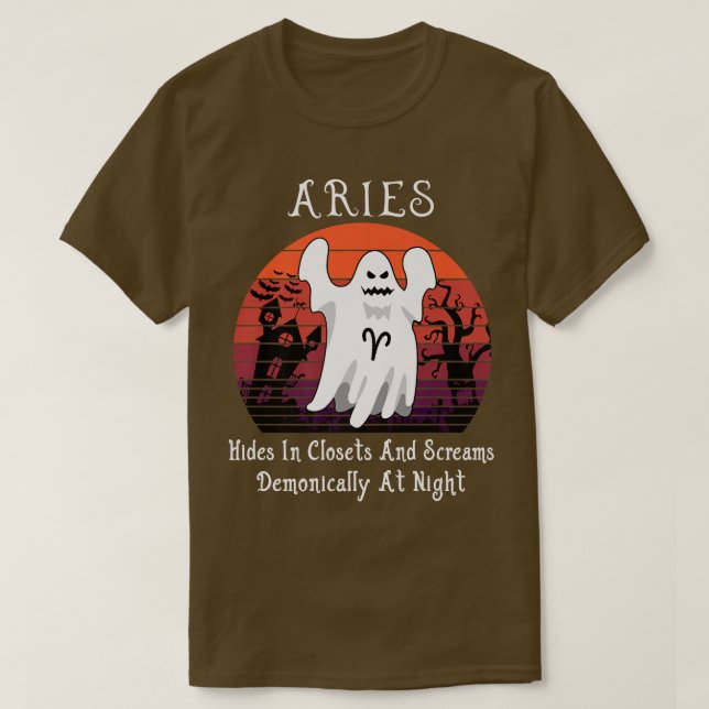 Camiseta El Rótulo Retro Ghost Zodiac Aries Funny Costo de  (Diseño del anverso)